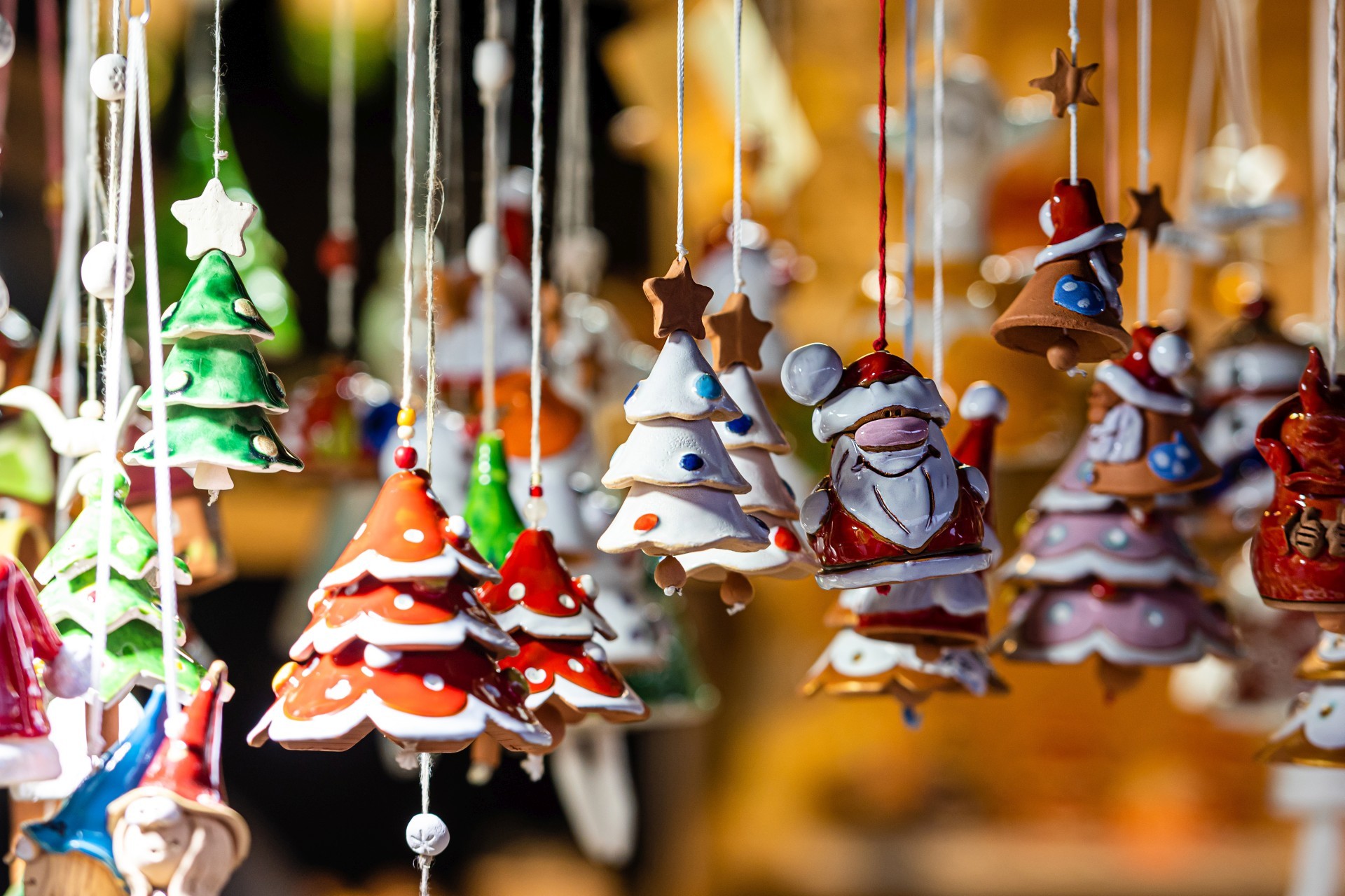 Christmas Ceramics Decorations on Christmas Market at Riga, Latv Christmas Ceramics Decorations on Christmas Market at Riga, Latv