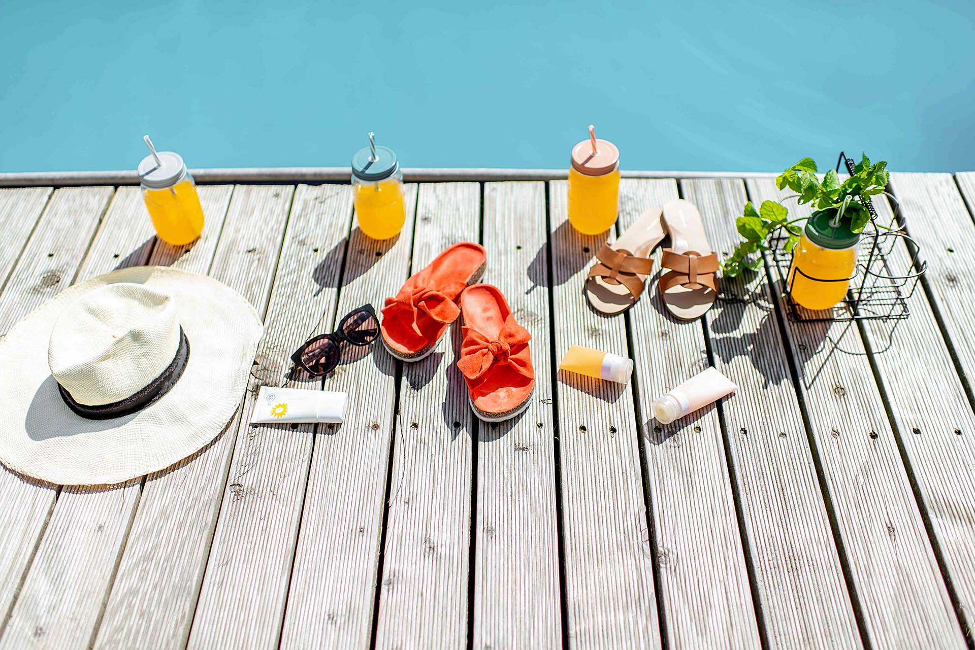 Poolside with accessories for summer vacations Poolside with accessories for summer vacations