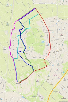 Eine Karte mit den Radschnellverbindungen FRM1 durch Dreieich