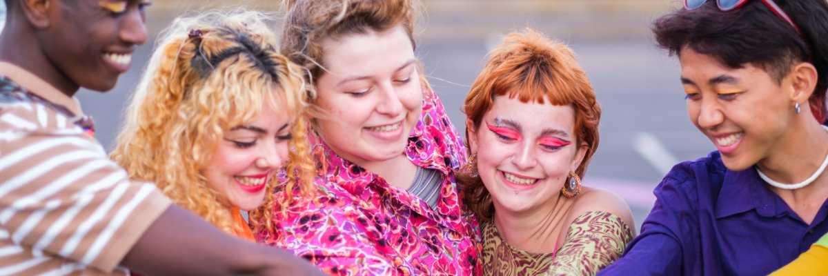 Diversity group smiling happy sharing lifestyle