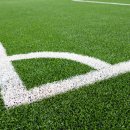 Football field corner green turf ,Corner of soccer pitch,soccer field grass conner