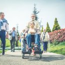 Senior people walking outdoors