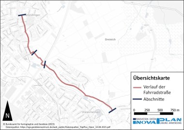 Route zweite Fahrradstraße Dreieich