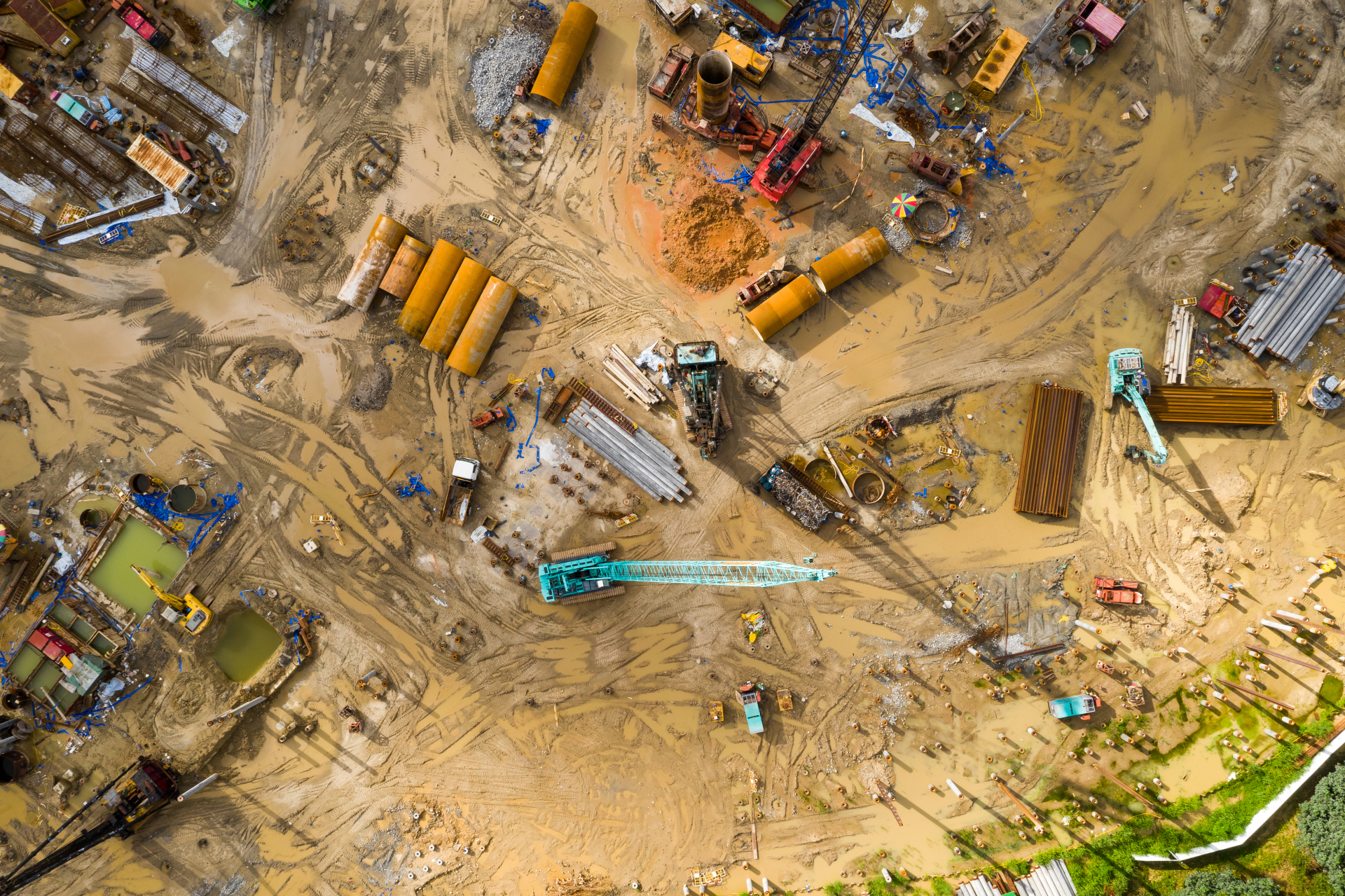 Tin Shui Wai, Hong Kong, 02 September 2018:- Top view of construction site Tin Shui Wai, Hong Kong, 02 September 2018:- Top view of construction site